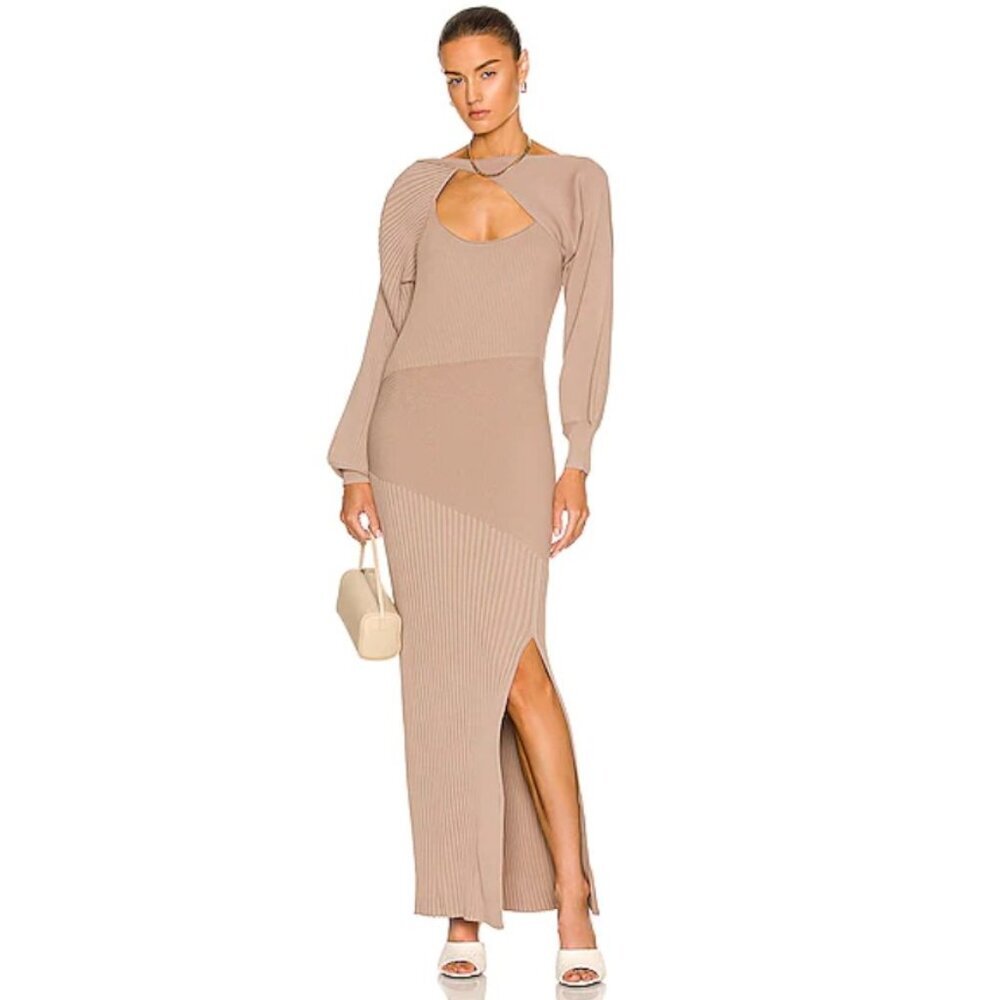 NWT NICHOLAS Alixia Knit Mixed Rib Long Sleeve Dress Size M